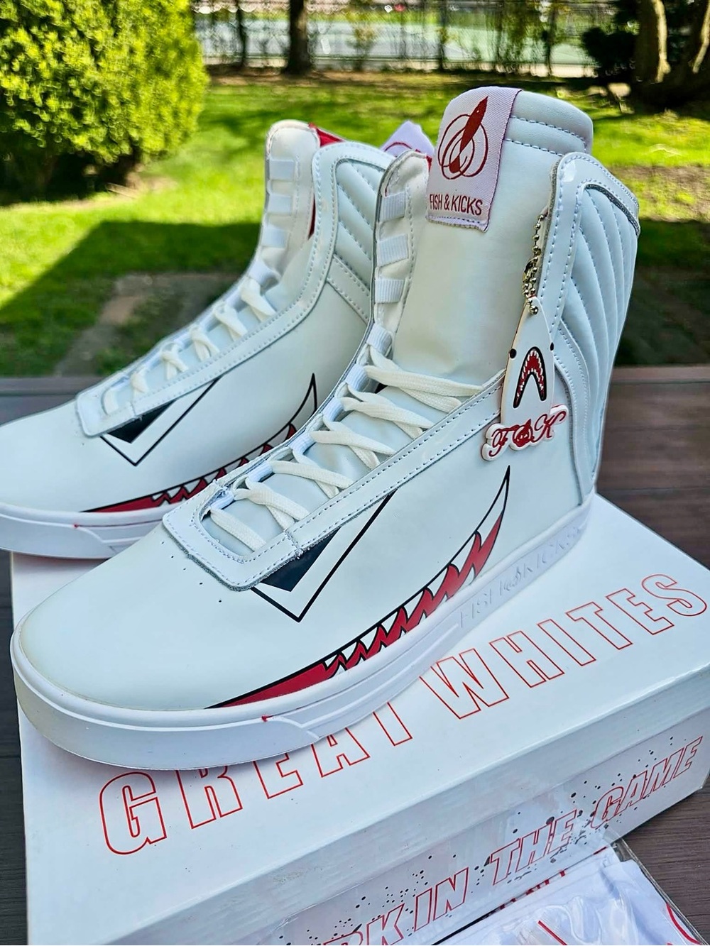 Limited Edition Japanese Streetwear Tokyami Fish N Kicks Great Whites High-Top - Picture 5 of 9
